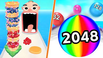 Ball Run 2048 Speedrun VS Pancake Run Gameplay Android iOS Max Level 4K 5SPA4Q