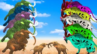 Five Mammoth Elephant Vs Zombie Bulls Attack Two Elephants Saved by Woolly Mammoth Animal Revolt