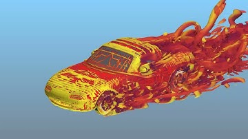 CFD: MX5 Full Car Wheel Sliding Mesh DES - Isosurface of Qcrit at 10k with CpT Scalar Displayed
