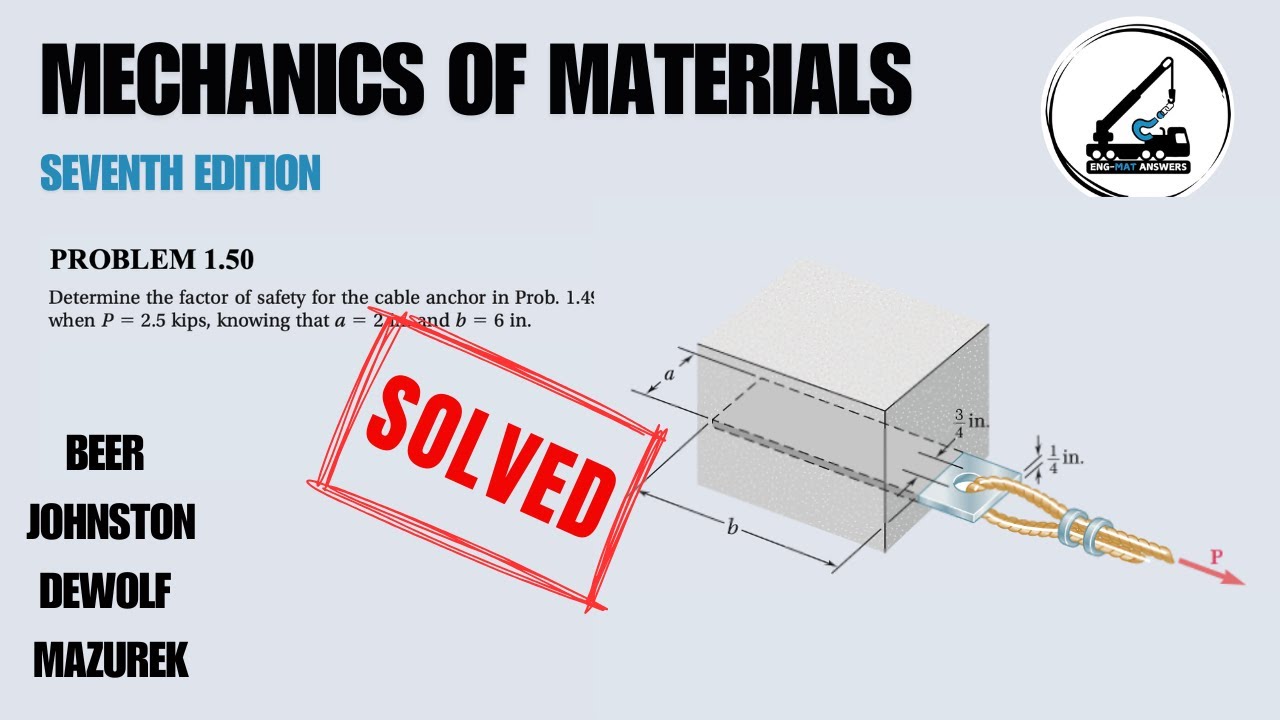 Problem 1.50 | Determine the factor of safety for the cable anchor in Prob. 1.49 when P = 2.5 kips