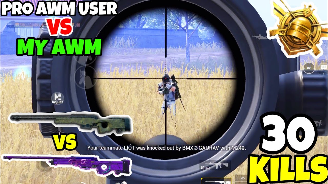 Pro AWM Sniper VS My Level 4 AWM in PUBG Mobile • (30 KILLS) • PUBGM ...