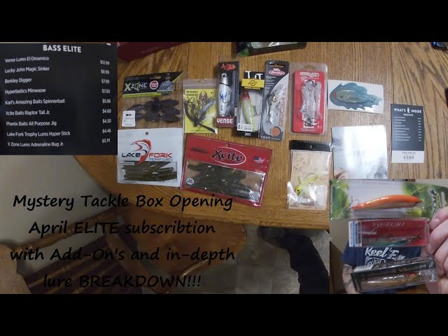 Mystery Tackle Box April ELITE Opening with Addons and in-depth lure  BREAKDOWN!! 