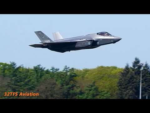 [4K] Eindhoven F-35 operations: "Tigers", Tactical High Key Approach Arrival