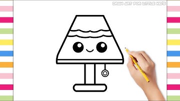 How to Draw a Table Lamp Step by Step Easy Drawing For Kids and Toddlers Draw Table Lamp
