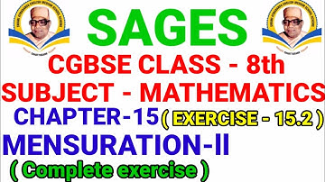 cg board class 8 maths chapter 15 exercise 15.2 sages 8th maths chapter 15 mensuration 15.2 cg board