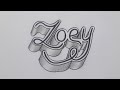 3d drawing calligraphy name zoey on paper  how to draw easy art for beginners step by step