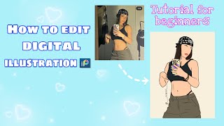 How to edit digital illustration //Basic Cartoon Photo // Vector outline // Tutorial for beginners