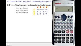 solve three simultaneous equation using calculator