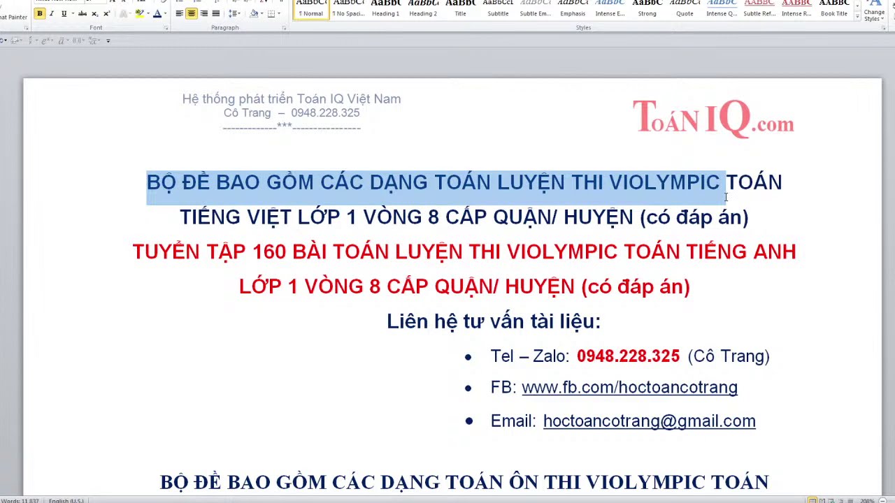 Đề thi học sinh giỏi toán lớp 1 cấp huyện | Bộ đề bao gồm các dạng toán ôn thi Violympic Toán lớp 1 Vòng 8 cấp Quận/ Huyện năm 2020 – 2021