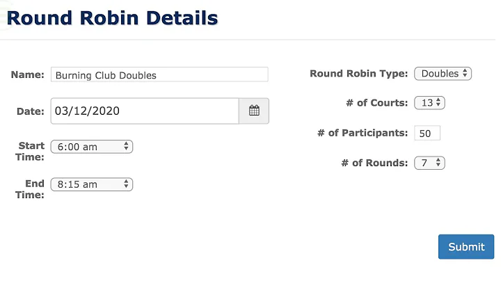 Create Your Own Round Robin Tournament - No Cost