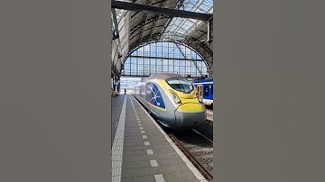 Eurostar arriving at Amsterdam Centraal station