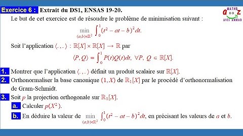 Exercice corrigé Espaces euclidiens: produit scalaire, Gram-Schmidt et Projection orthogonale