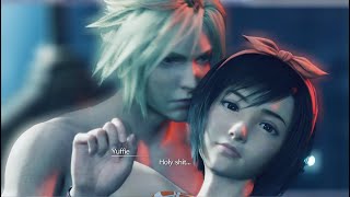 Cloud hugged Yuffie and saved her