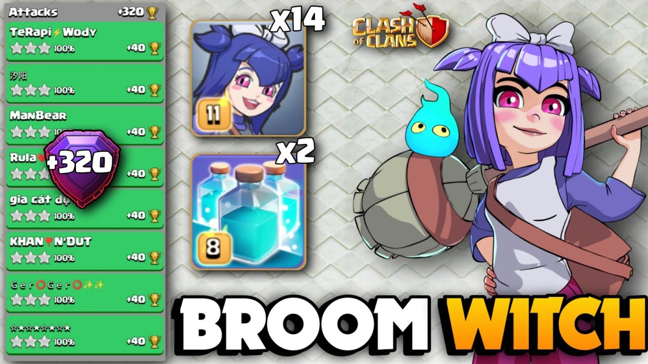 +320 EASIEST BROOM WITCH Attack🔴Clone BROOM WITCH TH16 Attack Strategy🔴Clash Of Clans