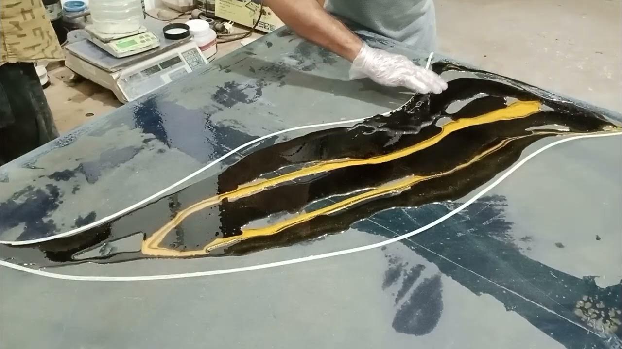 How to apply epoxy resin in multi colours coating on MDF TOP sms decor karachi epoxy Art