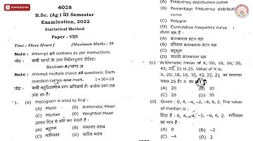 BSC 3RD SEM AG STATISTICAL METHOD 2022 | RMLAU