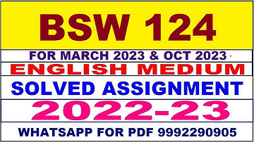 bsw 124 solved assignment 2022-23 in english | bsw 124 solved assignment 2022-23 | bsw 124 2023