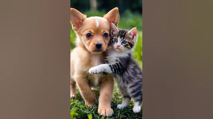Watch the video about Cute puppy and a kitten playing adorable video #dog #puppy #cat #kitten #cutecat #trending #shorts