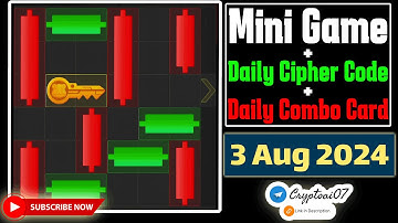 How To Play And Complete Today ( 3 August) Hamster Kombat Mini Game | Daily Combo Card & Cipher Code