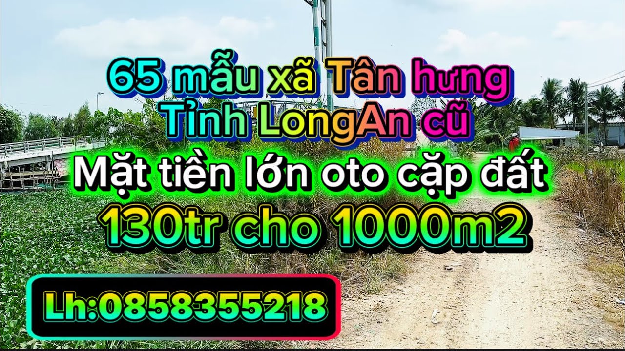 65 mẫu xã Tân hưng tỉnh LongAn 130tr cho 1000m2 Otto cap đất lh0858355218