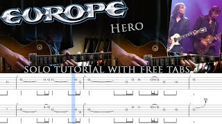 Europe - Hero guitar solo lesson (with tablatures and backing tracks)