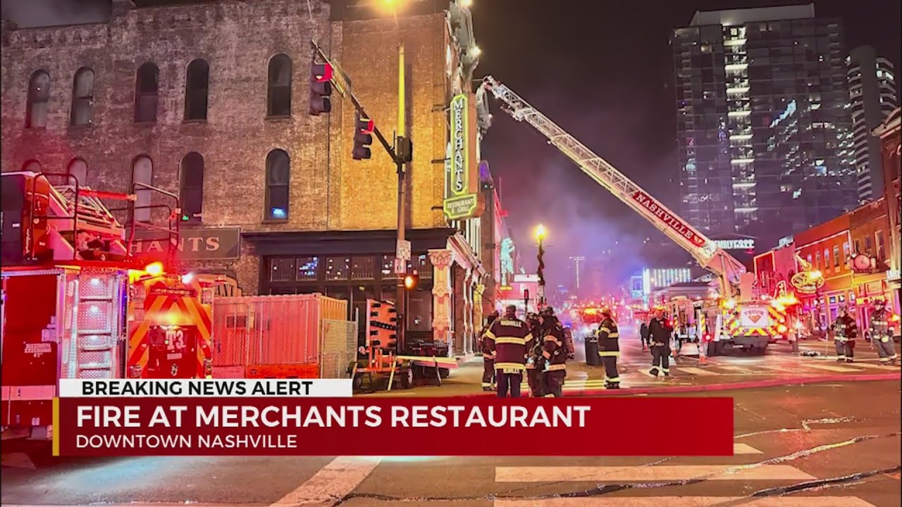 Crews extinguish fire at Merchants Restaurant on Broadway - YouTube