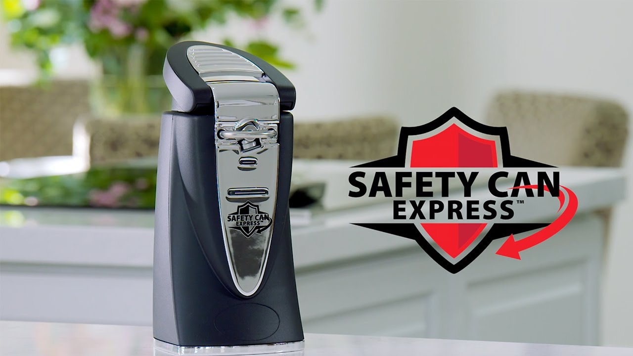 Safety Can Express Electric Can Opener - Black, Cord Storage, Smooth Edges,  Lid Stays in Place, Reusable Lids - Model 1569142 in the Can Openers  department at