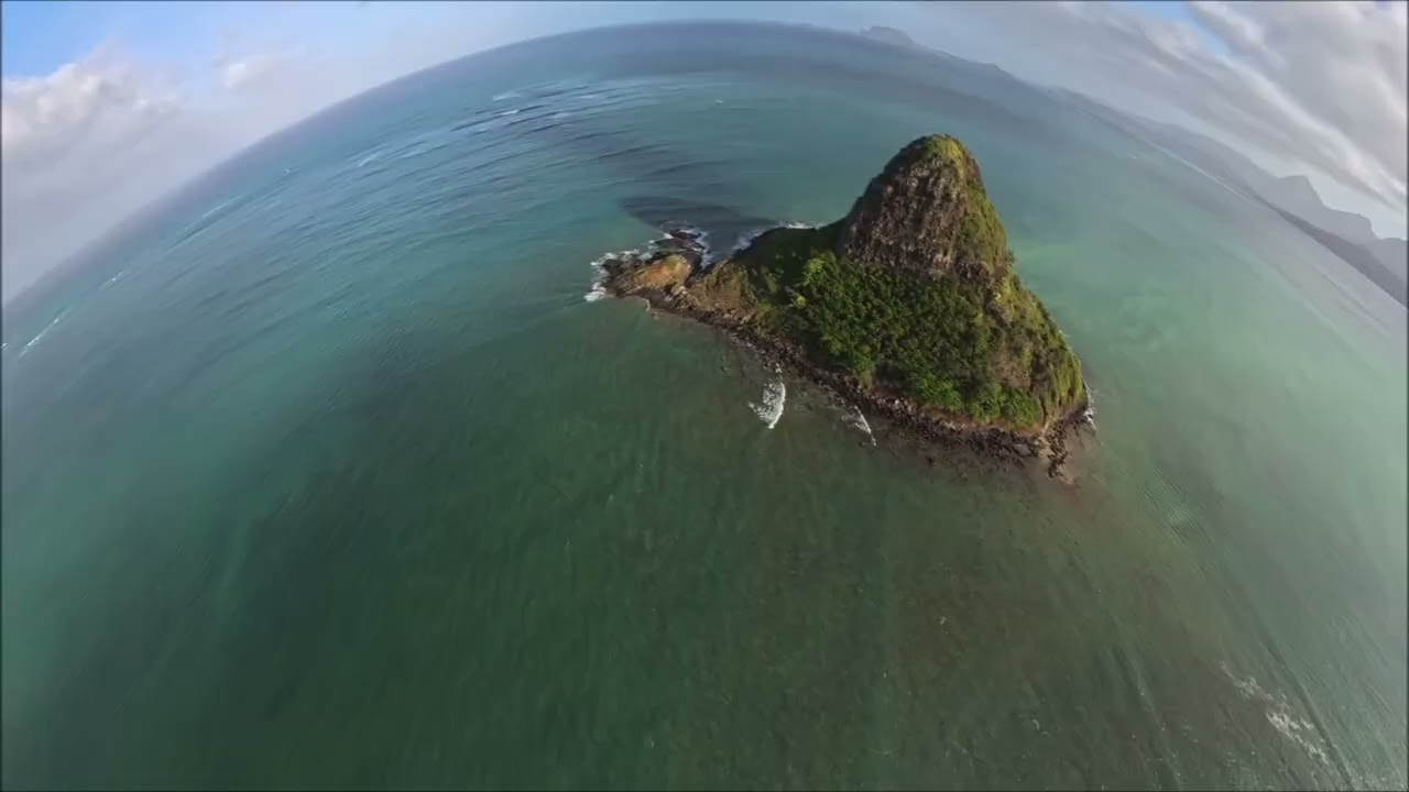 360 Aerial of Mokoli Island and Kualoa, Oahu, January 2026