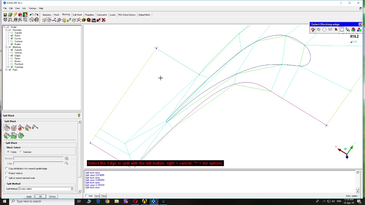 Nozzle blade С9012А 2D Hexa Mesh in ANSYS ICEM CFD - YouTube