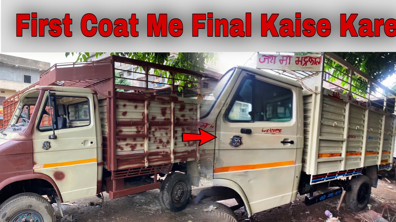 Old 407 Truck Painting | Primer Karane Ka Tarika | Full Body First Coat ...