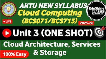 Cloud Computing Unit 3 One shot AKTU BCS071/BCS713 |Cloud Architecture, Storage Unit 3 One shot aktu