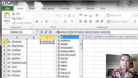 Excel Video 371 Using Arrays to See if a List is Unique