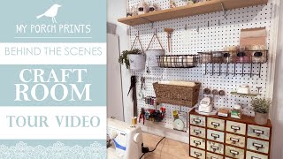 CRAFT ROOM TOUR🤍 | Storage \& Organization Ideas | Pegboard | My Porch Prints Junk Journal Tutorials