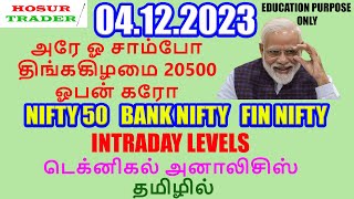 Nifty Bank Nifty Prediction for Tomorrow in Tamil 04.12.2023 | Options Intraday Trading Analysis