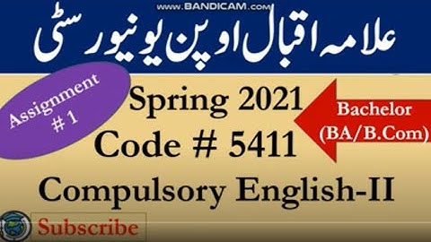 AIOU Code 5411 Solved Asignment No.1 Spring  2021 |Subject: English (comp) - II | Level: Bachelor/BA