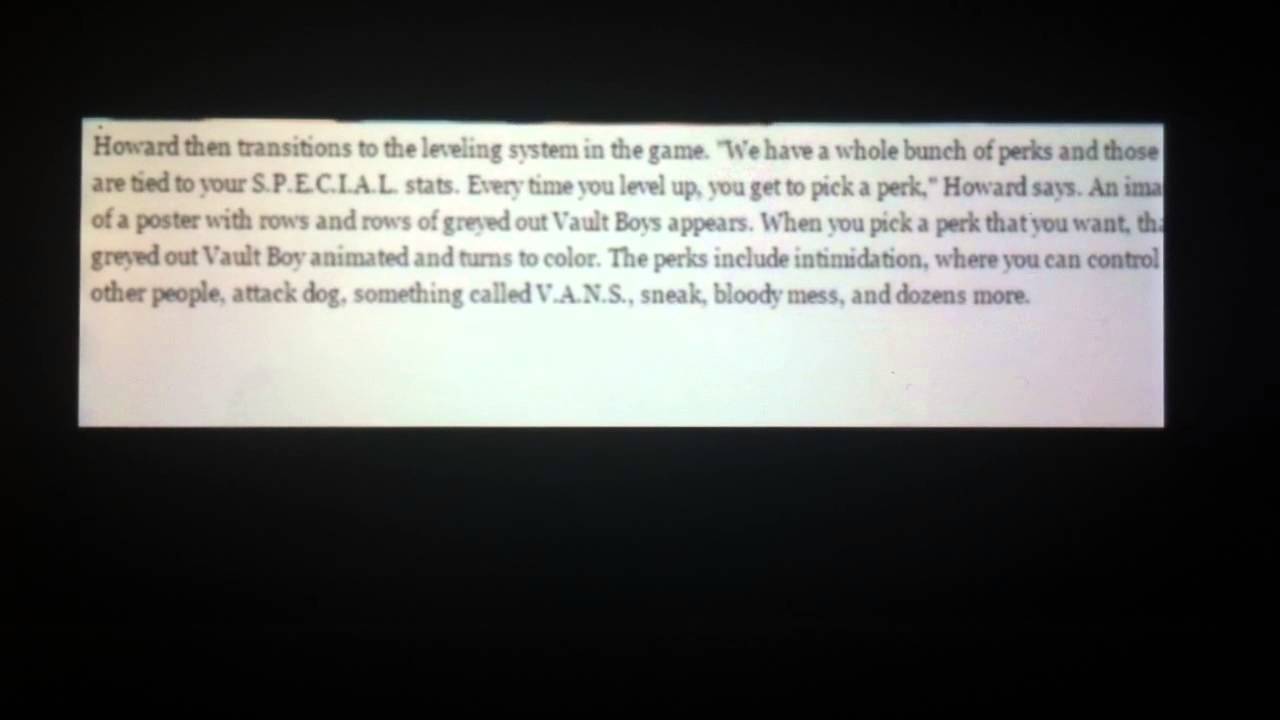 Fallout 4:Quakecon New levelling System in Fallout 4