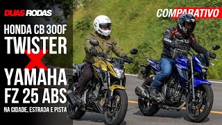 NO COMPARATIVO E VIAGEM-TESTE HONDA CB 300F TWISTER ENCARA A YAMAHA FZ 25 NA CIDADE, ESTRADA E PISTA