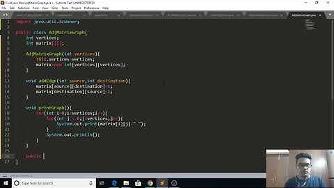 Graph implementation in Java using Adjacency Matrix representation