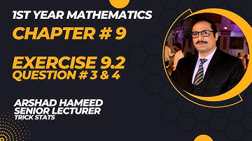 11Th Class Math, Exercise 9.2 || Fundamentals Of Trigonometry| ARSHAD HAMEED| TRICK STATS|
