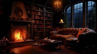 Thunderstorm Ambiance: Fireside in the Old Library by Cozy Timez 19,199 views 3 months ago 10 hours