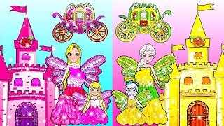 DIY Ideas for Dolls  Decoração Tinkerbell Pink Vs Yellow Castle  LOL Surprise DIYs