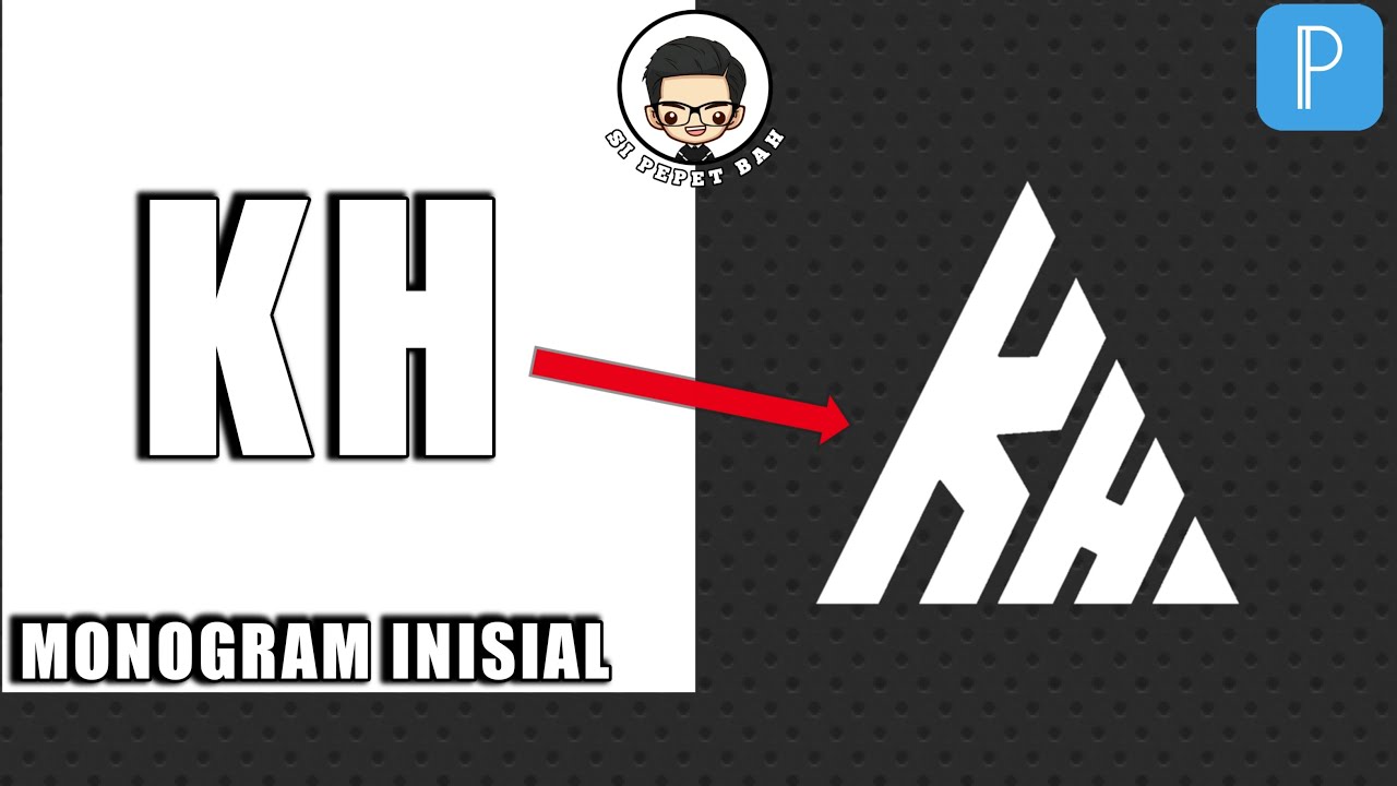 Cara Membuat Logo Monogram Inisial - K + H - PixelLab Tutorial - YouTube