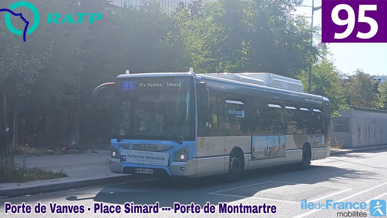 Bus 95 RATP - Urbanway 12 GNV N°4525 Porte de Vanves - Place Simard --- Porte de Montmartre 