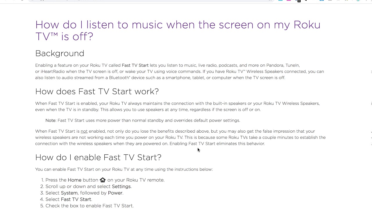 Fast Roku Tv How to ENABLE Fast TV Start on ROKU TVs? - YouTube