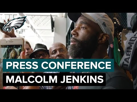 Malcolm Jenkins Holds Up 'You Aren't Listening' Sign to Address the Media