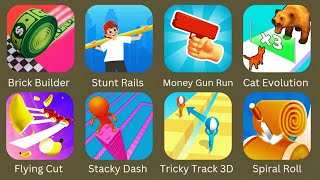 Flying Cut, Stacky Dash, Tricky Track 3D, Brick Builder, Money Gun Run, Cat Evolution, Stunt Rails screenshot 1