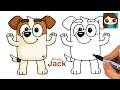 How to Draw Jack Russell Terrier | Bluey | Cartoon Dog Relaxing Follow Along Drawing