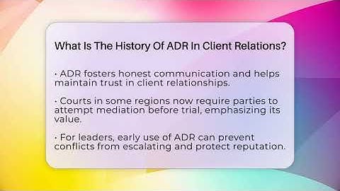 What Is The History Of ADR In Client Relations? - Directing Creative Success