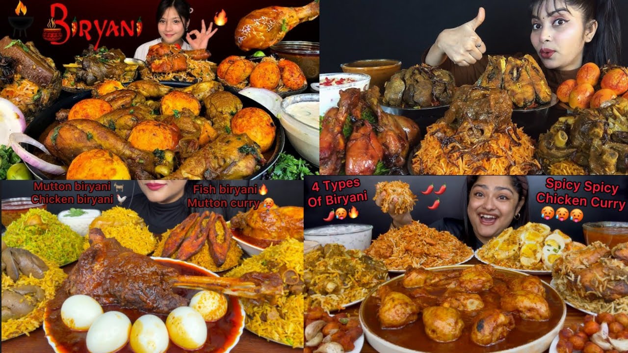 Eating spicy🔥🥵different types of biryani 🤤yummy😋 Bigbites mukbang asmr