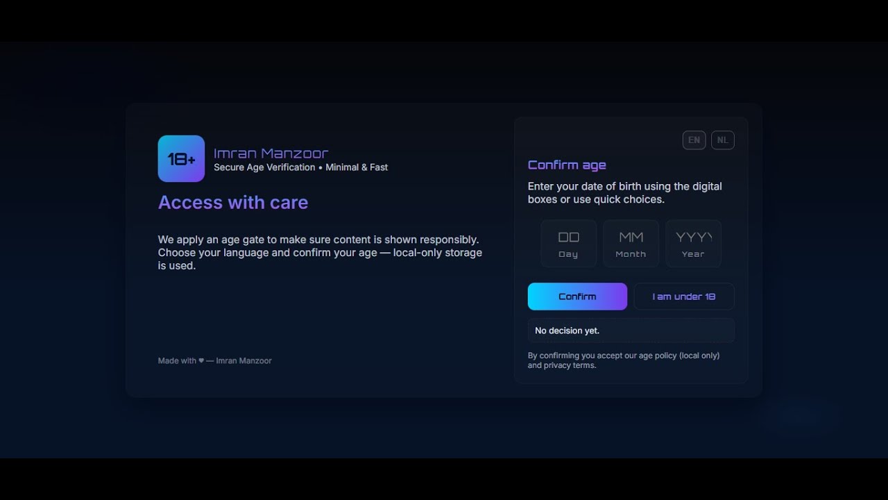 Age Verification Popup using HTML, CSS & JavaScript | Responsive ...